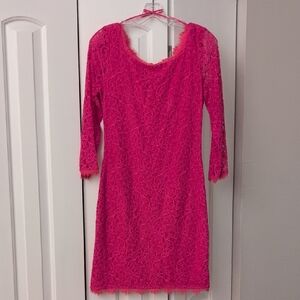 Diane Von Furstenberg Vibrant Pink Lace Dress